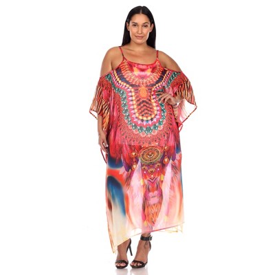 Plus Size Sheer Caftan Maxi Dress - One Size Fits Most Plus - White Mark