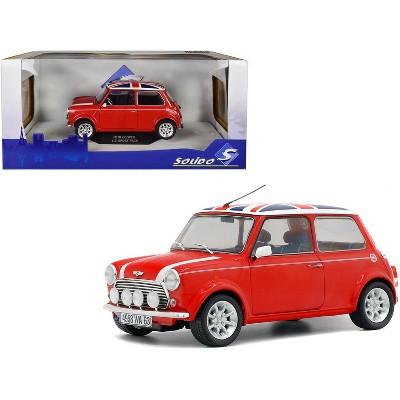 Mini Cooper 1.3i Sport Pack Red with White Stripes and UK Flag on Top 1/18 Diecast Model Car by Solido