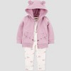 Carter's Just One You® Baby Girls' 3pc French Terry Bear Sweatshirt & Pants Set - Pink - 2 of 4