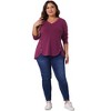 Agnes Orinda Women's Plus Size Long Sleeve V Neck Loose Fashion Buttons Tunic Blouse - image 3 of 4