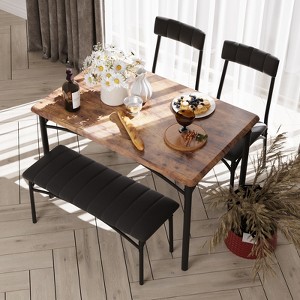 4-Piece Kitchen Dining Set with Table, Bench & 2 Chairs, Modern Space-Saving Dinette Set - 1 of 4