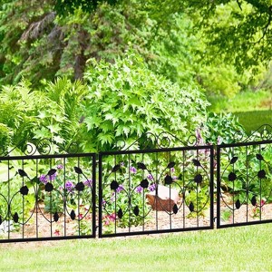 TROPOW Decorative Garden Fence, Outdoor 23.6in (H) x 7.9ft (L) Rustproof Landscape Iron Wire Border, No Dig Fencing Animals Barrier,Black - 1 of 4