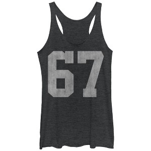 Women's Lost Gods Athletic Number 67 Racerback Tank Top - 1 of 3