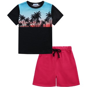 Toddler Boys Set Print Short Sleeve T-Shirt and Shorts Outfit Summer Set Clothing Sets 3-12T - 1 of 4