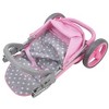 Cotton Candy Pink Twin Tandem Doll Stroller in Grey Polka Dots Fits 2 Dolls 18" - 2 of 4