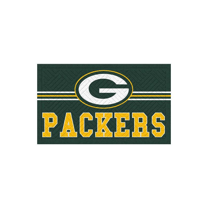 Evergreen NFL Green Bay Packers Embossed Mat Cross Hatch Indoor and Outdoor Doormat, 1 of 6