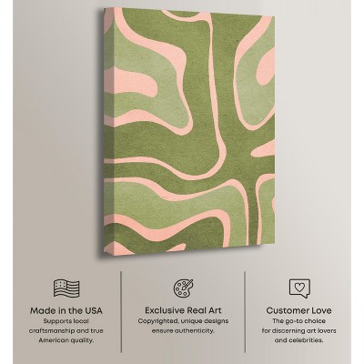 Magdalena Green and Pink Abstract Canvas Wall Art, 15" x 10"