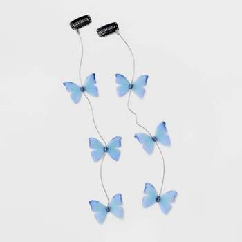 Dangling Butterfly Hair Clip Set 2pc - Wild Fable™ Blue