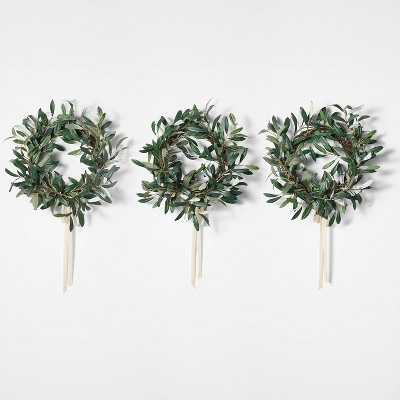 Set of 3 Mini Olive Wreaths with Ribbon - Threshold™ designed with Studio McGee