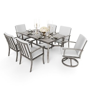 HAPPATIO 7 Piece Aluminum Patio Dining Set, Outdoor Dining Table and Chairs Set - 1 of 4