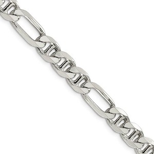 Black Bow Jewelry Mens 7.75mm Sterling Silver Solid Figaro Anchor Chain Necklace - 1 of 4