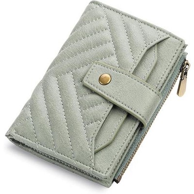 BEAFUP Small Wallet for Women,with 9 Credit Card Slots and 3 Clear Windows & 1 Zipper Pocket Leather Bifold Compact RFID Blocking Wallet