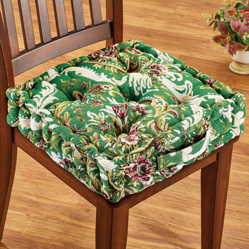 Collections Etc Thick Padded Tapestry Booster Tufted Chair Cushion, 2 of 4