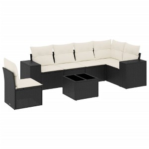 vidaXL Garden Sofa Set Black PE rattan Large Adjustable Feet - 1 of 4