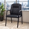 VECELO PU Leather Office Guest Chairs Set of 2/4, Upholstered Ergonomic Stationary Side Chairs with Padded Armrests, Black - 3 of 4