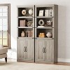 Farmhouse Bookcases with Doors, 5 Tier Bookshelf with Storage, Wooden Storage Cabinet - 3 of 4
