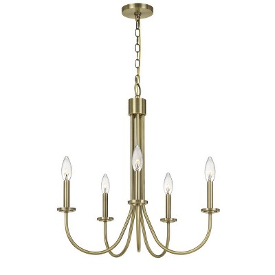 24.5" x 24.5" x 26.5" 5-Light Metal Chandelier Antique Brass - Cal Lighting