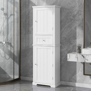 ACEPANO 67.7 in. H Freestanding MDF Storage Cabinet with Drawers & Adjustable Shelves-White - 1 of 4