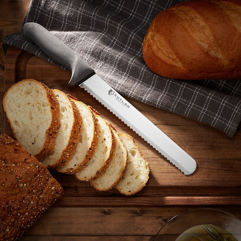 KUTLER Professional Stainless Steel Bread Knife and Cake Slicer with Ultra-Sharp Serrated Blade, 2 of 8