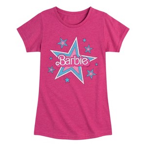 Girls' - Barbie - Barbie Logo 70S Stars- Girls Fitted Short Sleeve Graphic T-Shirt Fitted Short Sleeve Graphic T-Shirt - 1 of 4