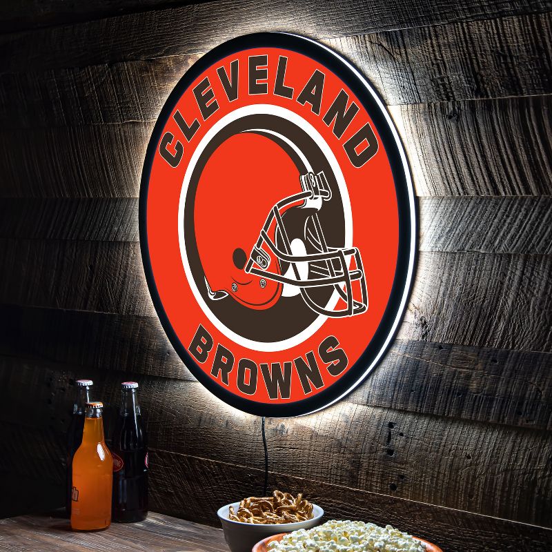 Evergreen Ultra-Thin Edgelight LED Wall Decor, Round, Cleveland Browns- 23 x 23 Inches Made In USA, 2 of 6