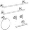 6-Pieces Stainless Steel Wall Mounted Bathroom Hardware Set with Hand Towel Bar Toilet Paper Holder and Robe Towel Hooks - 2 of 4