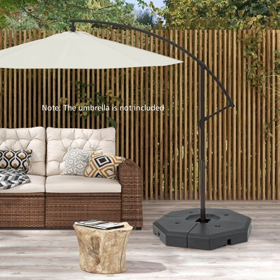 Black Octagonal Heavy-Duty Patio Umbrella Base Weight Set