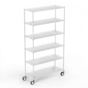 Dolonm Wire Shelving Unit, 6000 LBS NSF Height Adjustable Metal Garage Storage Shelves with Wheels,Metal Shelves - 1 of 4