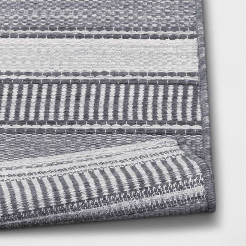 7&#39;x10&#39; Striped Rectangular Woven Outdoor Area Rug Charcoal Gray/Ivory - Threshold&#8482;, 5 of 6