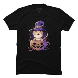 Men's Design By Humans Spooky Kitty Funny Cute Magic Halloween By EduEly T-Shirt - 1 of 4