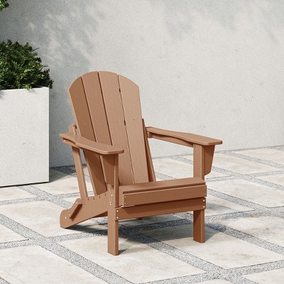 Teak HDPE Folding Adirondack Chair with Wide Armrests