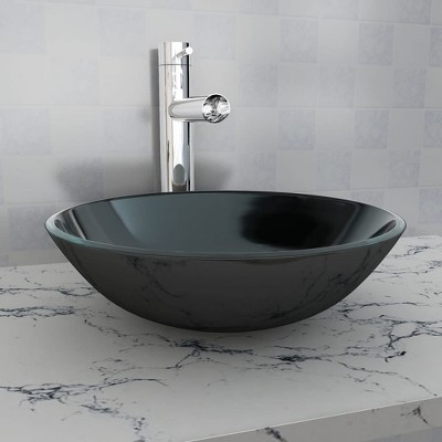 VidaXL Basin Tempered Glass 16.5" Black