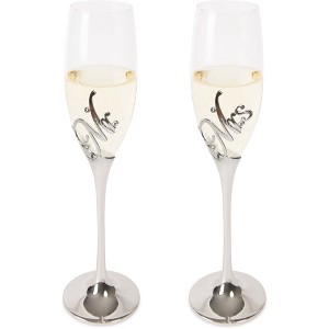 Pavilion Gift Company - Mr. & Mrs. - 8 oz Champagne Flute with Zinc Stem (Set of 2) - Drinkware - 1 of 4