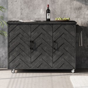 NicBex Mobile Kitchen Island Cart Kitchen Carts on Wheels with Storage, 3 Cabinet Doors 4 Drop Leaf for Kitchen - 1 of 4