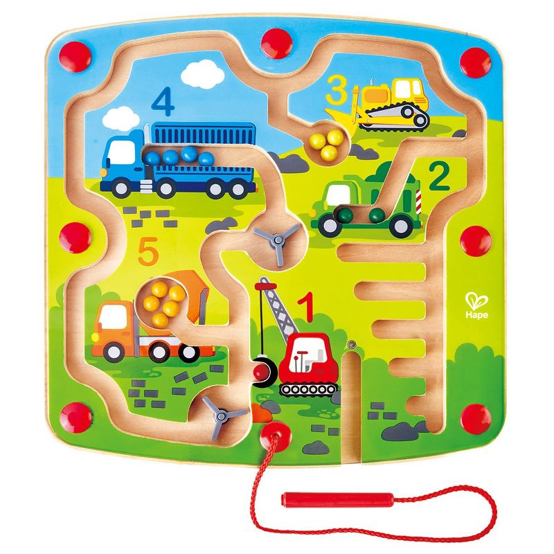 HAPE Wooden Construction and Number Magnetic Maze, 1 of 4