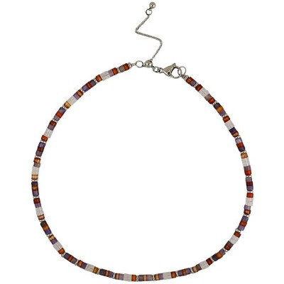 Slate by Rebl Natural Stone Beads Necklace  Stainless Steel