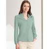 Allegra K Women's Elegant V Neck Work Office Button Up Shirt - 2 of 4