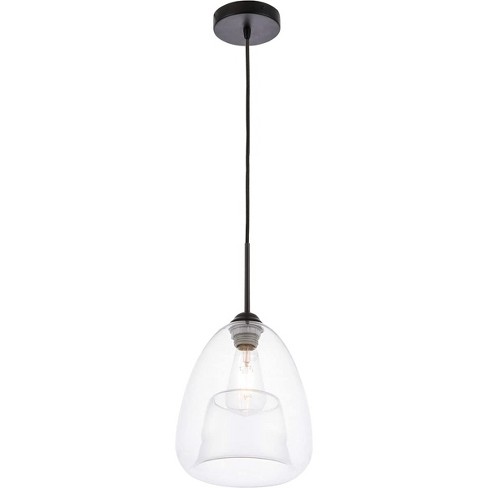 Elegant Lighting Kason 1 Light Black And Clear Glass Pendant : Target