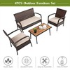 Tangkula 4PCS Cushioned Rattan Patio Conversation Set Outdoor Furniture Set - 2 of 4