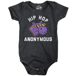 Hip Hop Anonymous Baby Bodysuit Funny Sarcastic Hippo Graphic Novelty Jumper for Infants - Crazy Dog Baby Bodysuit for Animal Lovers - 1 of 4