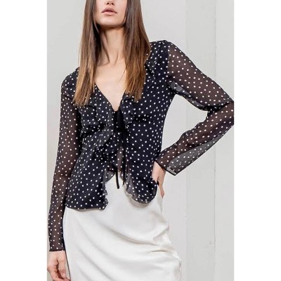 Women's Polka Dot Ruffle Blouse - MOON RIVER