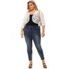 Agnes Orinda Women's Plus Size Sheer Cardigan 3/4 Sleeves Floral Lace Crop Shrug - 3 of 4