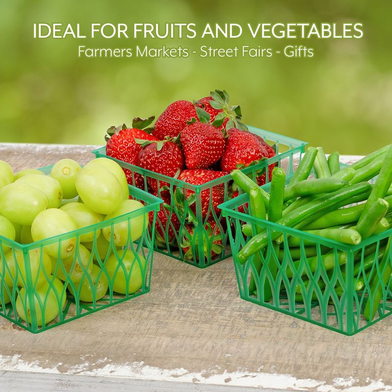 Cornucopia Brands 48pk Pint Size Plastic Berry Baskets, 4in Berry Boxes w/ Open-Weave; for Summer Picking & Crafts, 5 of 9