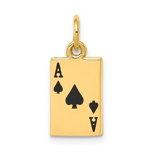 Black Bow Jewelry 14k Yellow Gold Enameled Ace of Spades Card Charm - 1 of 4
