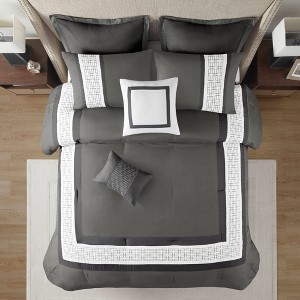 510 Design 8pc Queen Elmore Embroidered Comforter Set Dark Gray - 1 of 4