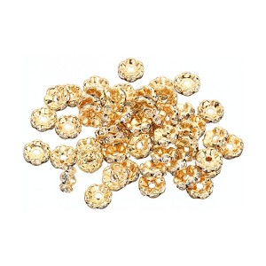 Unique Bargains Rhinestone Small Round Bulk Glass Spacer Beads for Jewelry Making Yellow 0.31" 100 Pcs - 1 of 4