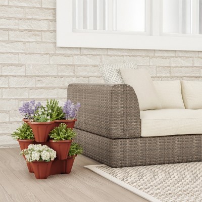 Terracotta 3-Tier Stacking Planters for Indoor/Outdoor Use