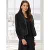 INSPIRE CHIC Women's Cropped Lapel Long Sleeve Fluffy Faux Fur Jackets - 2 of 4