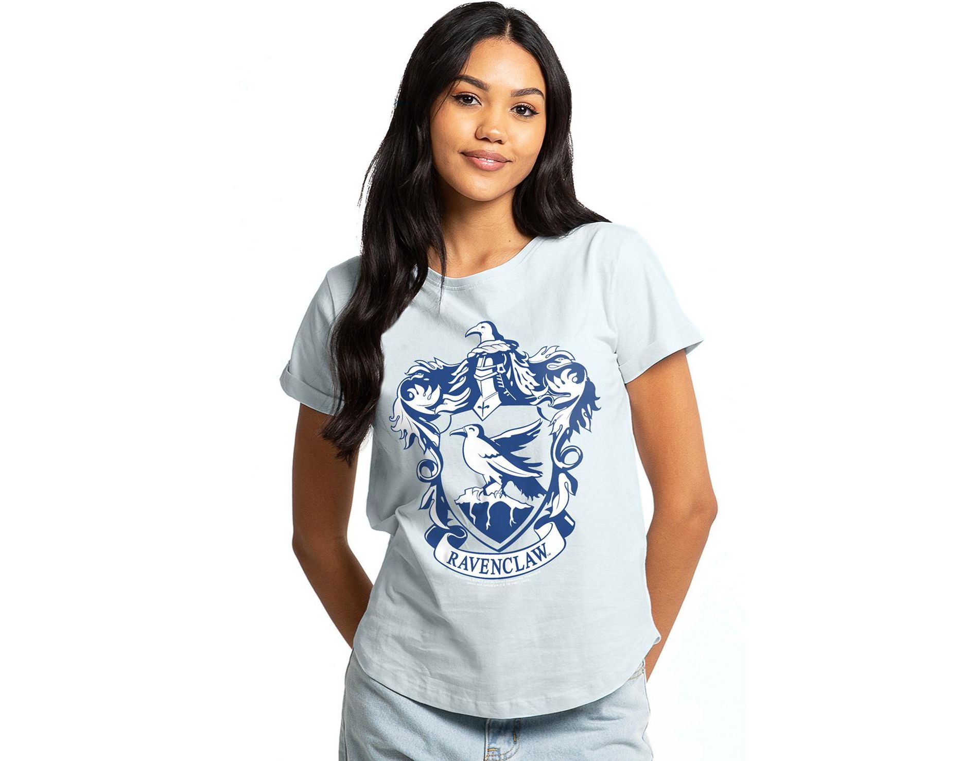 Women's Harry Potter Ravenclaw Crest Rolled Sleeve Fashion T-Shirt