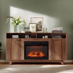 Farmhouse 58'' TV Stand For Tvs Up To 70'' With Electric Fireplace and 2-Door - 1 of 4